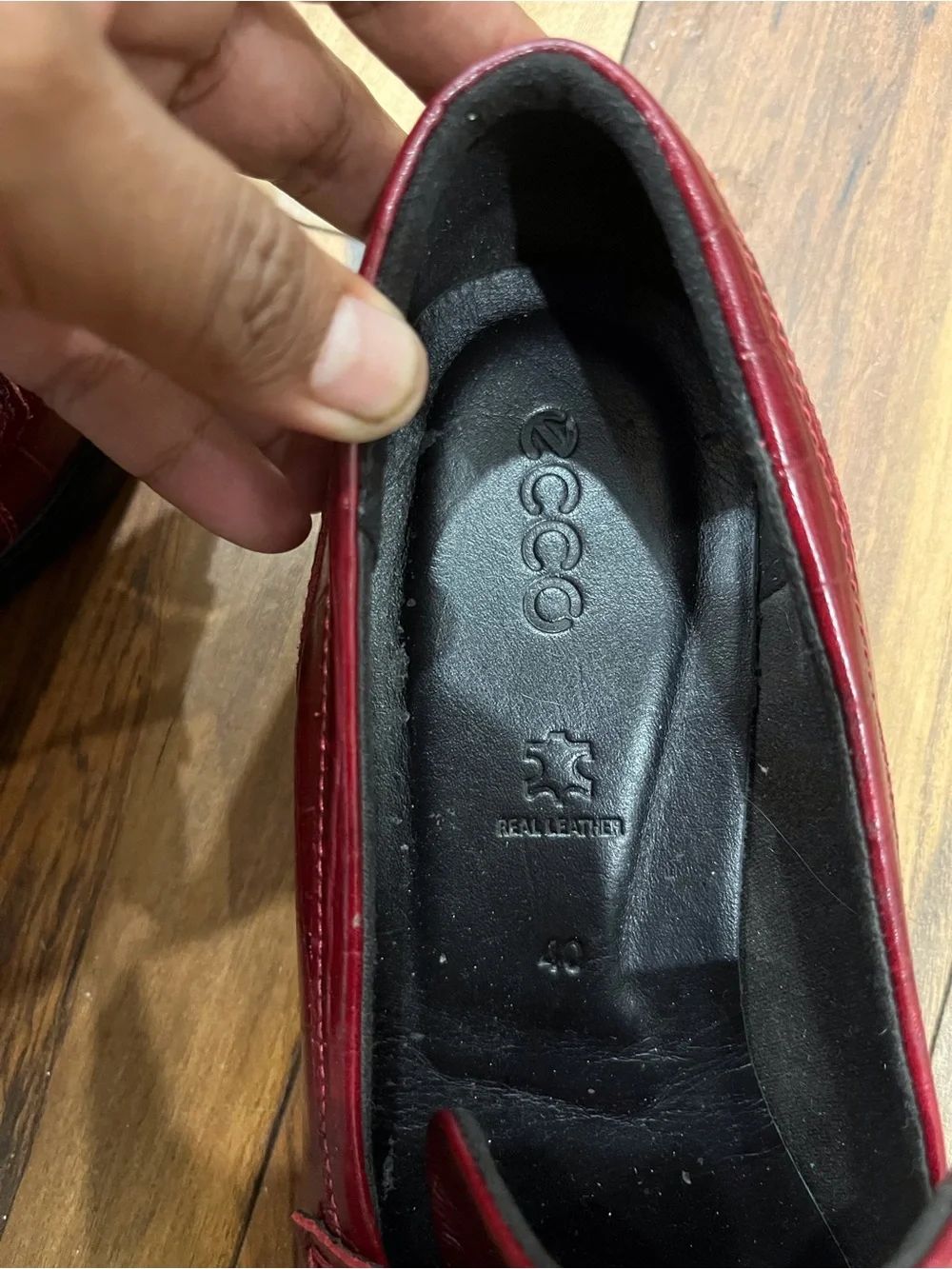 ECCO Dress Classic 15 Croc Embossed Leather Penny Loafers Burgundy EU 40 us9-9.5
